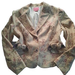Phoebe Floral Corduroy Embellished Blazer Jacket